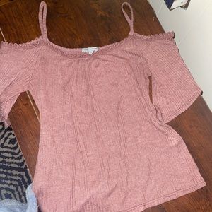 Off the shoulder pink flare top